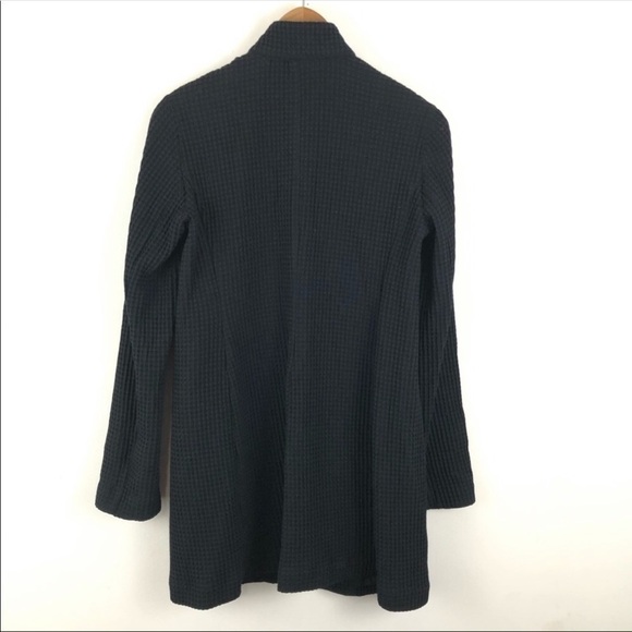 EILEEN FISHER Black High Collar Long Jacket XS - Picture 3 of 8